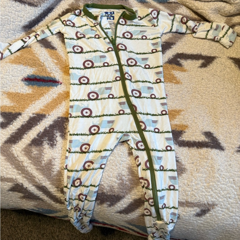 Kickee pants Green and White Kids One Piece